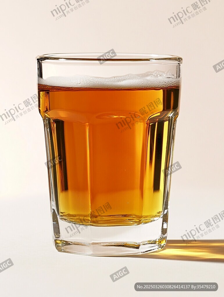 一杯金黄泡沫啤酒特写