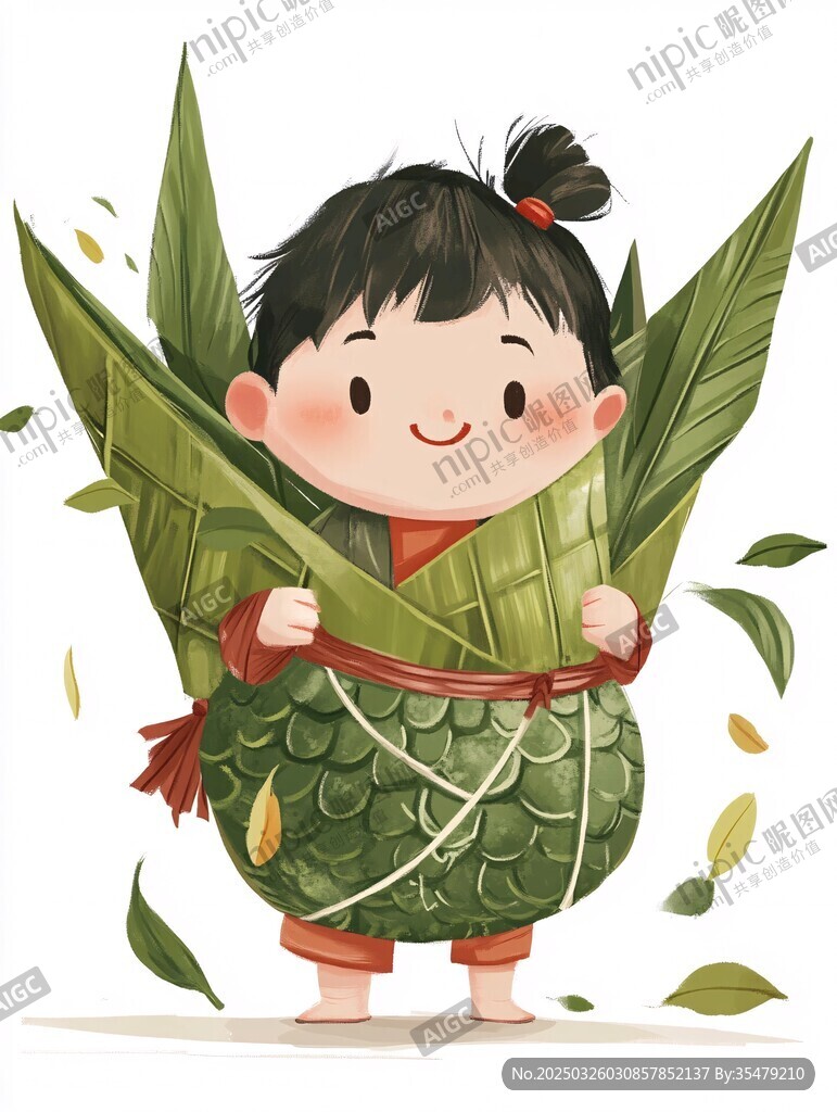 萌娃化身可爱大粽子