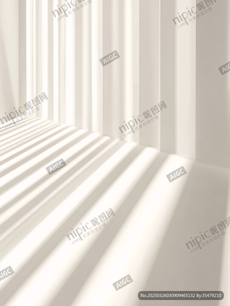 白色百叶窗下的光影线条