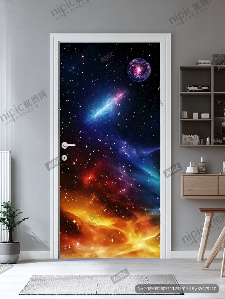 梦幻星空门贴装饰画