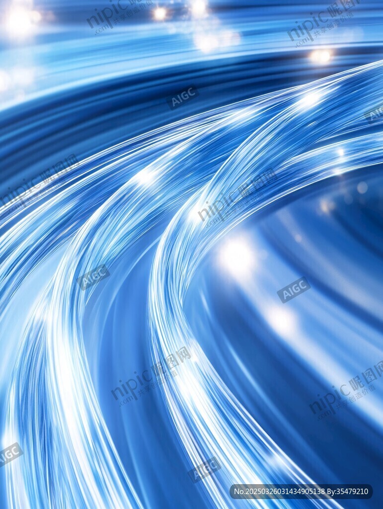蓝色炫光流线动感背景图