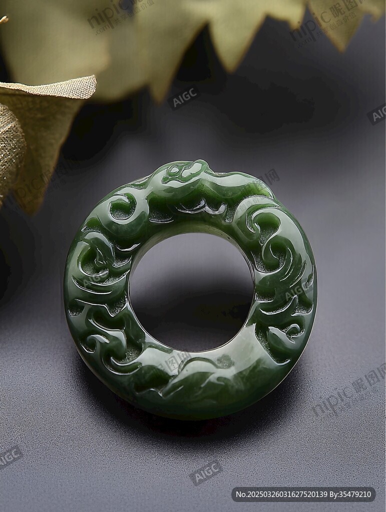 碧玉雕花圆环玉佩