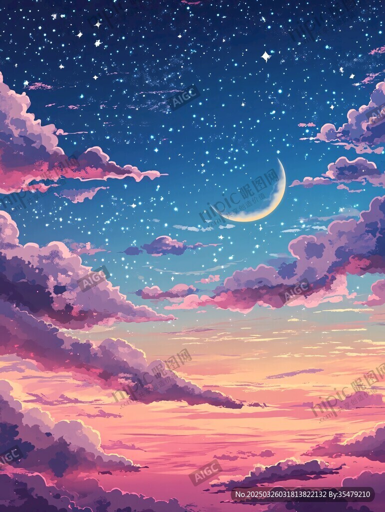梦幻星空下的绚丽云海