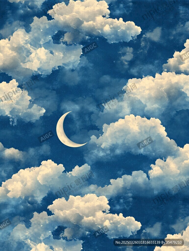月夜云景梦幻天空画面