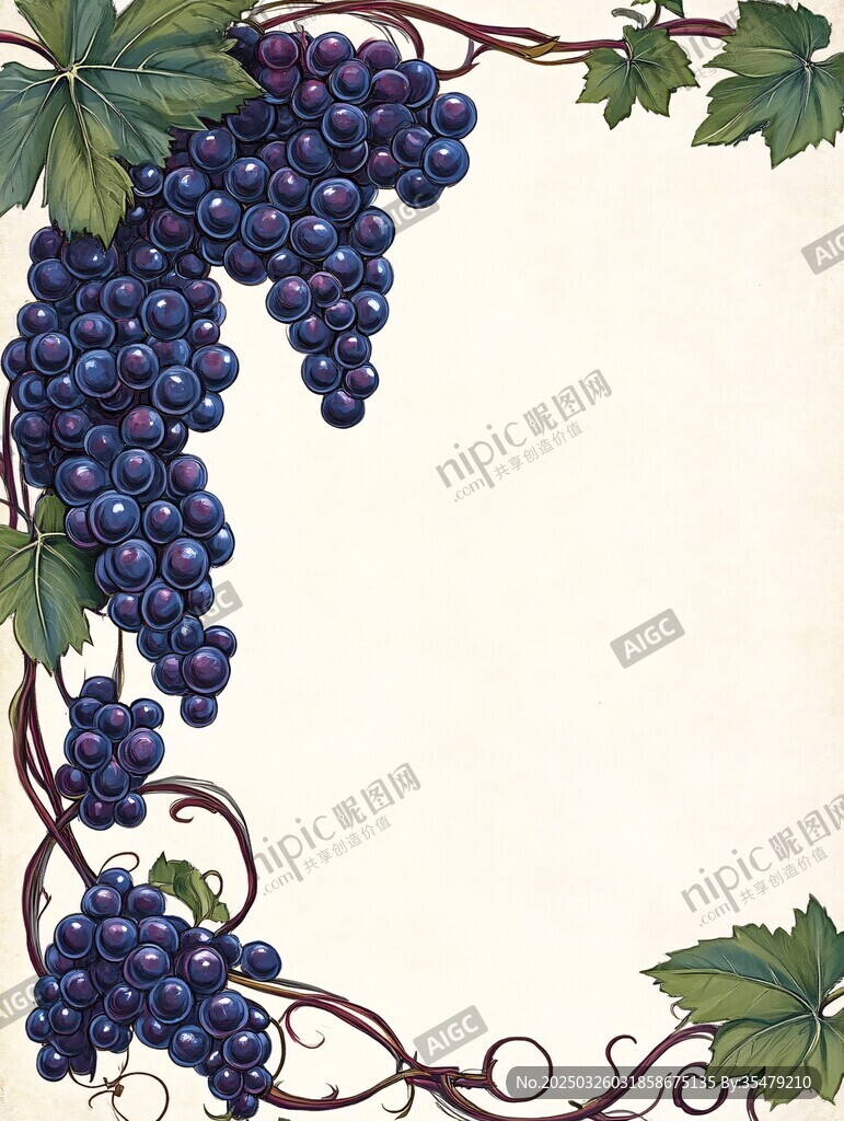 葡萄藤蔓装饰边框插画