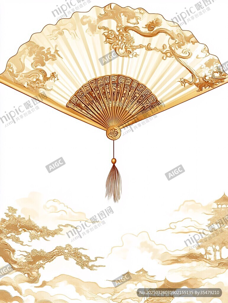 古典折扇与中式山水图景