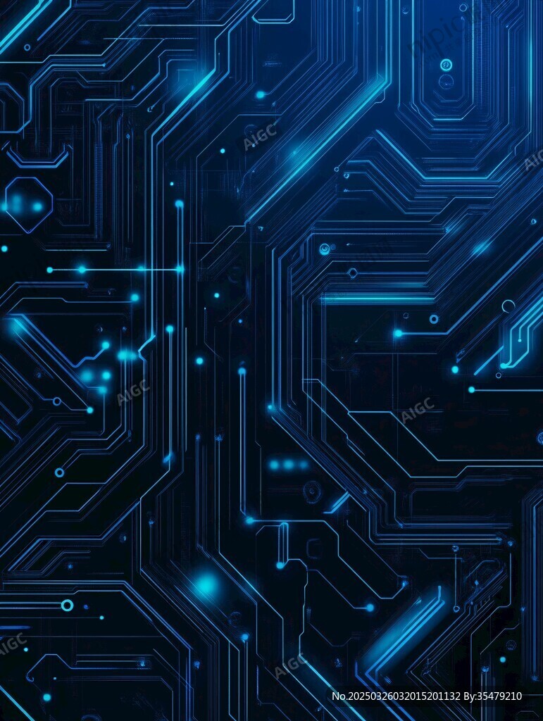 科技感蓝色电路板背景图