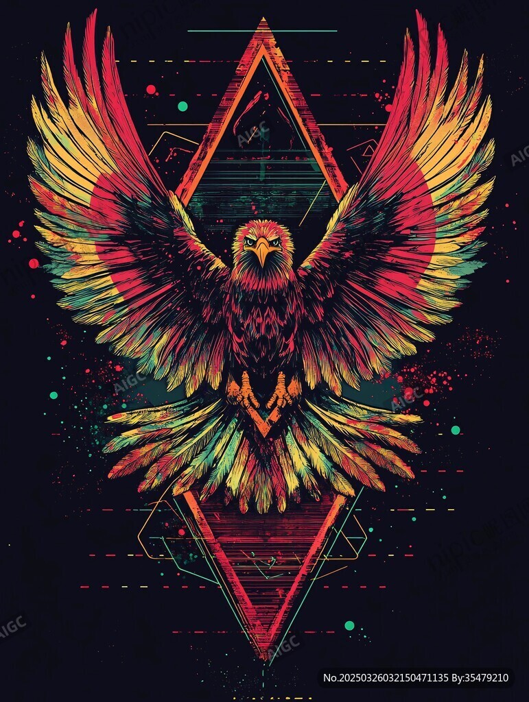 绚丽几何鹰插画艺术图案