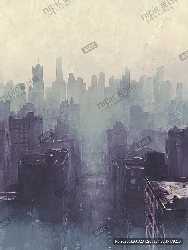 雾中都市景象