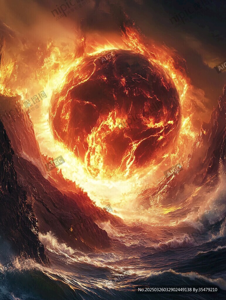 熔岩巨球爆发震撼场景