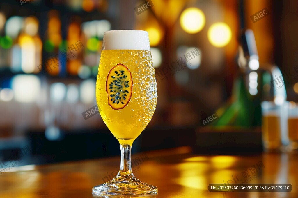 酒吧中的一杯精酿啤酒