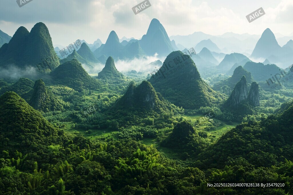 山峦叠翠的壮美自然景观