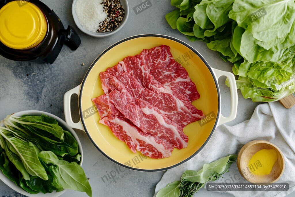 新鲜牛肉与蔬菜烹饪食材