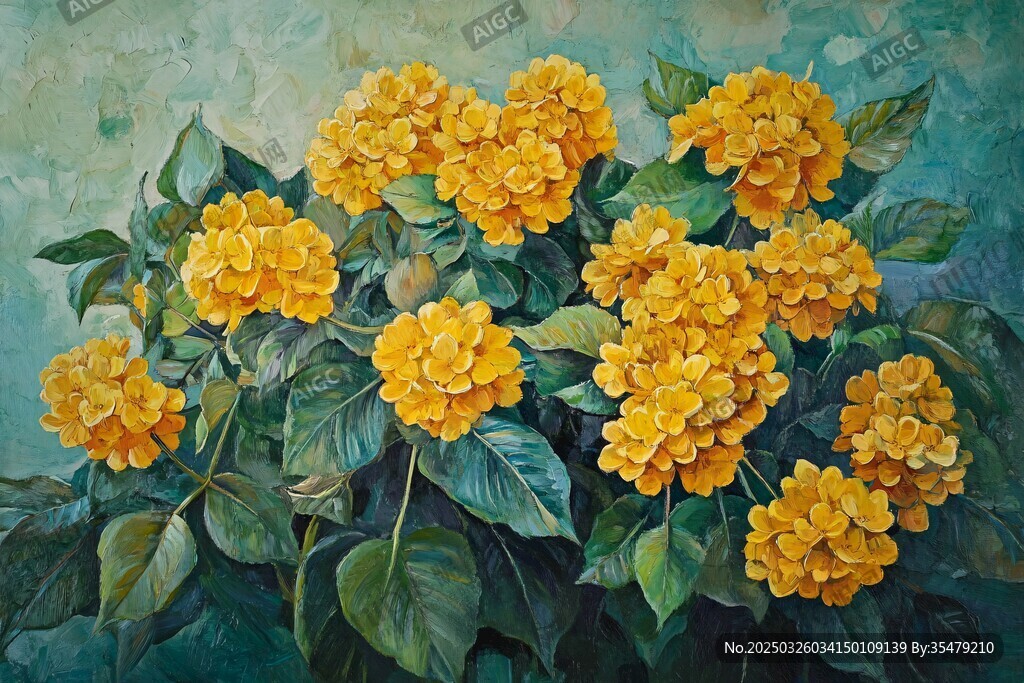 黄色花卉油画作品欣赏