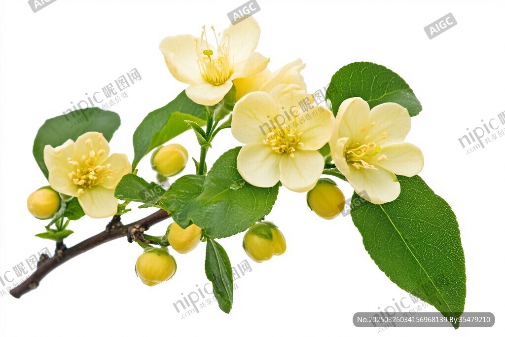 黄色茉莉花枝特写