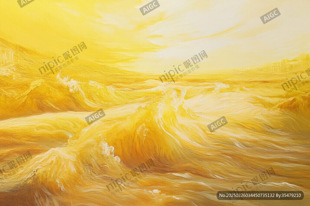 金色海浪的壮丽自然景观