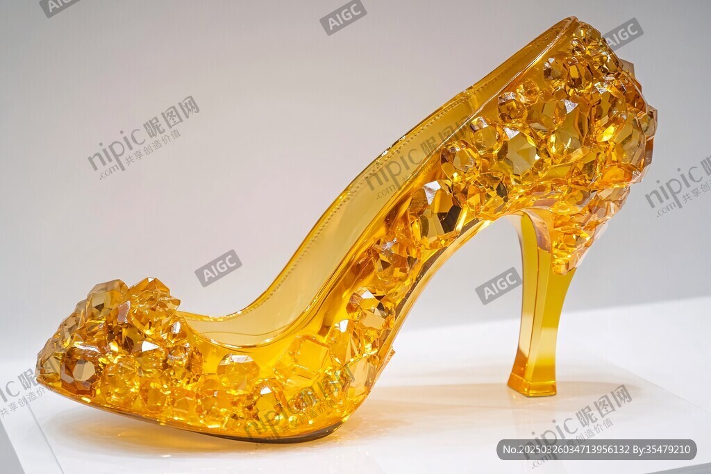 璀璨金色水晶高跟鞋