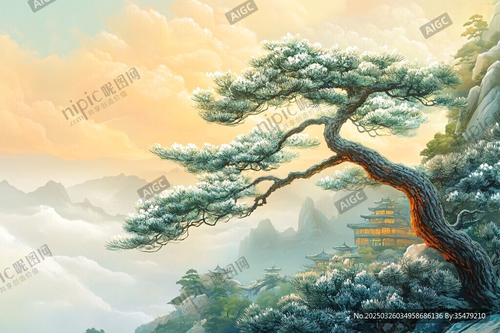 黄山迎客松之壮美山景