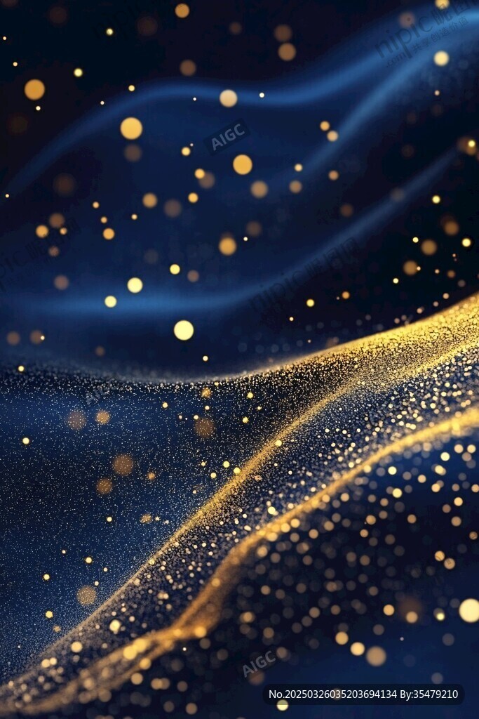 梦幻蓝金粒子流动背景图