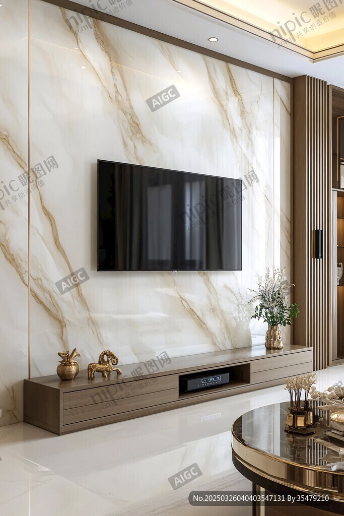 现代简约大理石电视背景墙