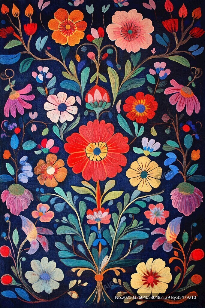 绚丽多彩花卉图案装饰画