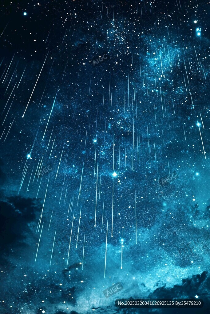 梦幻蓝色流星夜空景象