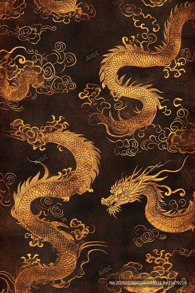 金龙腾云传统中式图案