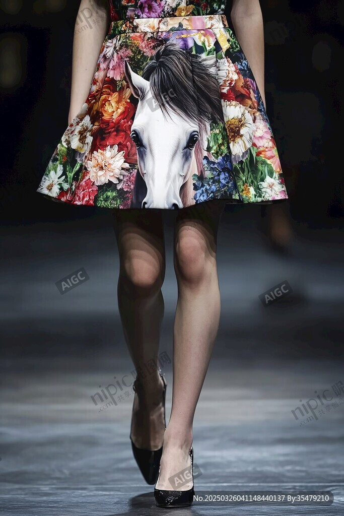 花卉马面印花时尚短裙秀
