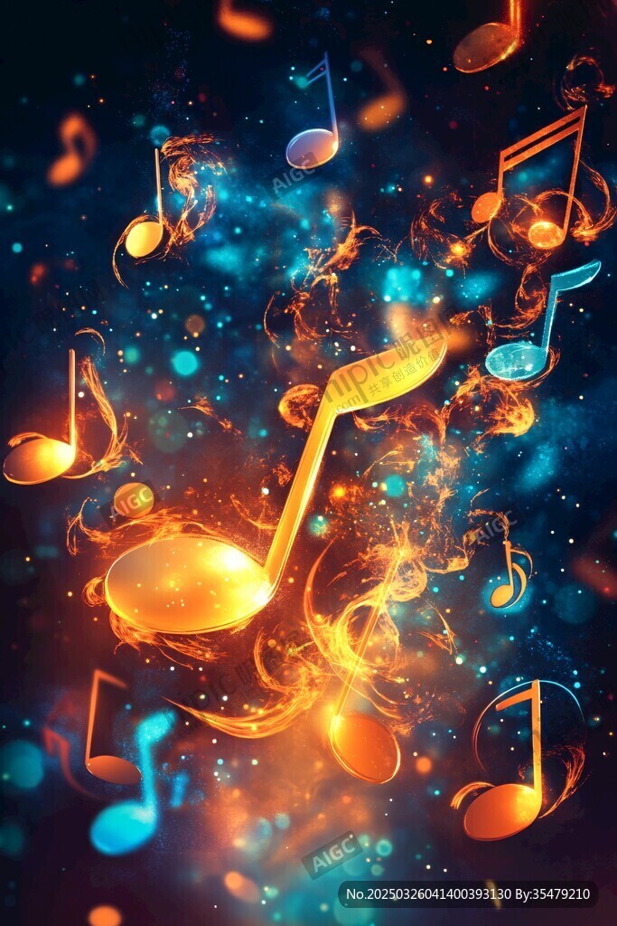 梦幻音乐音符特效背景图