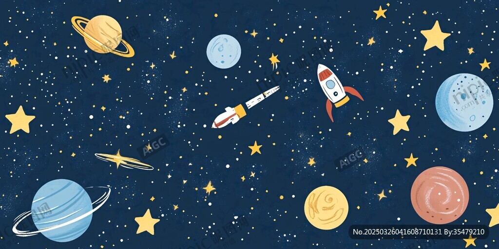 梦幻太空宇宙插画场景