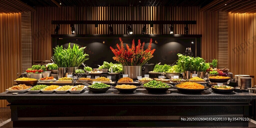 豪华自助餐台的丰盛美食