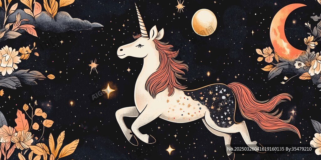 梦幻独角兽的星空奇幻之旅
