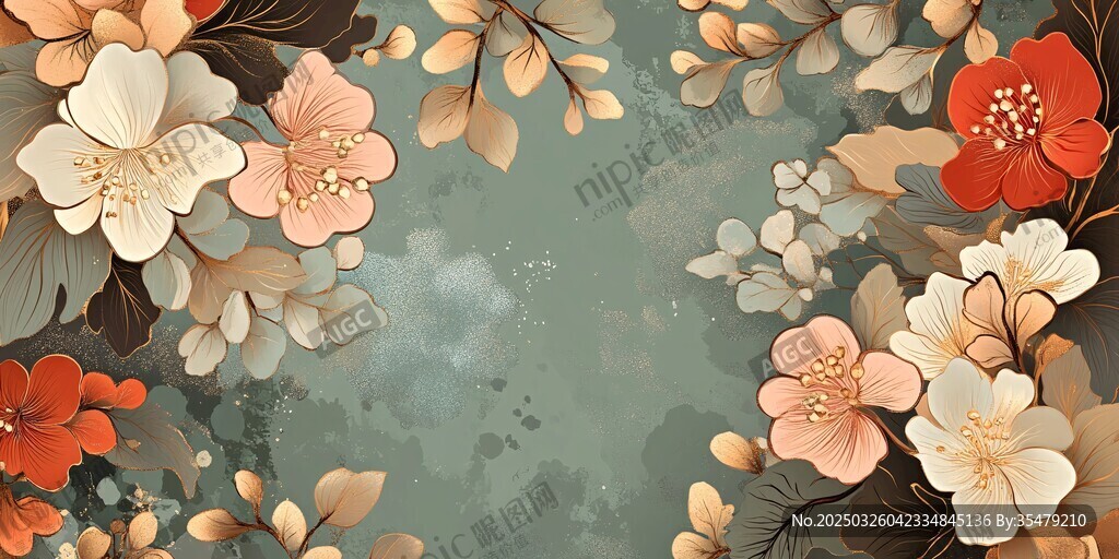 中式花卉背景图