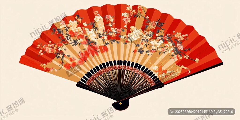 中式花卉折扇
