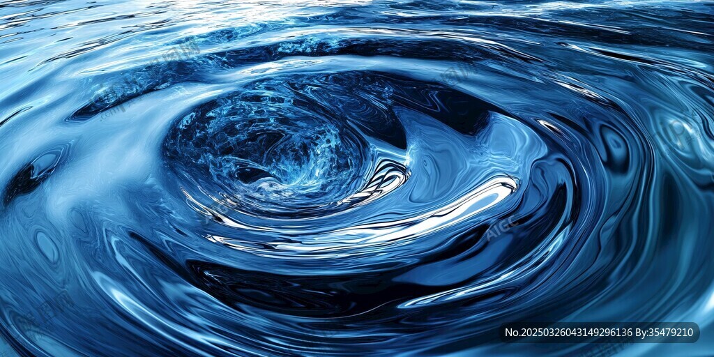 蓝色水波涟漪特写画面