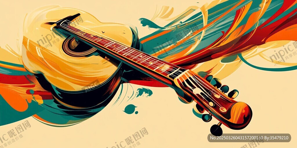 动感吉他艺术插画