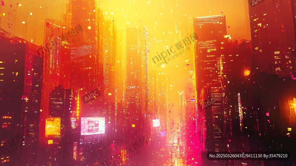 未来都市霓虹夜景