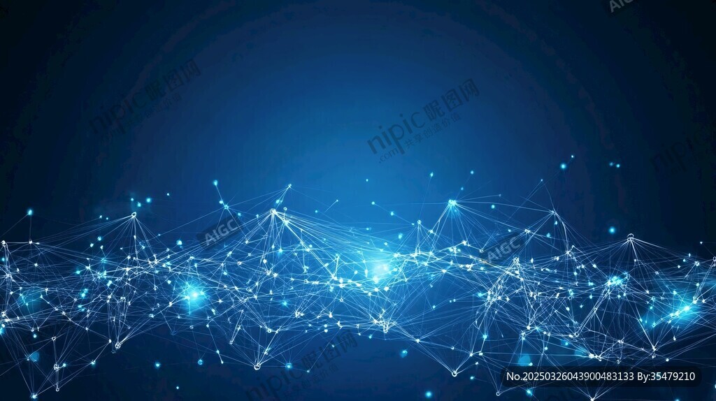 蓝色科技线条网络背景图