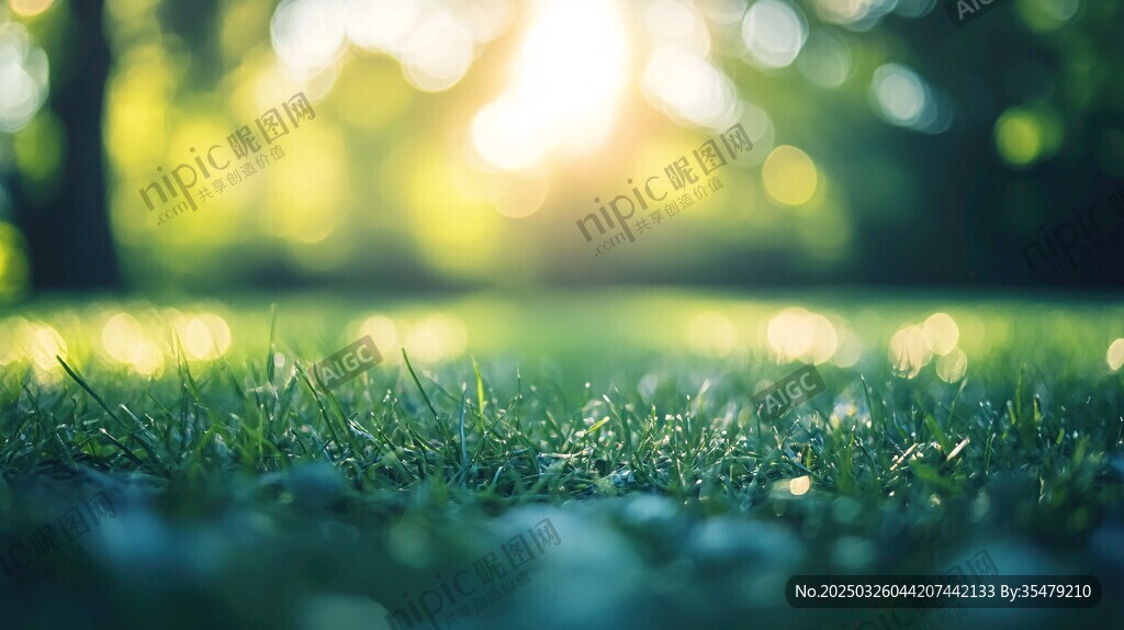 阳光洒落的翠绿草地