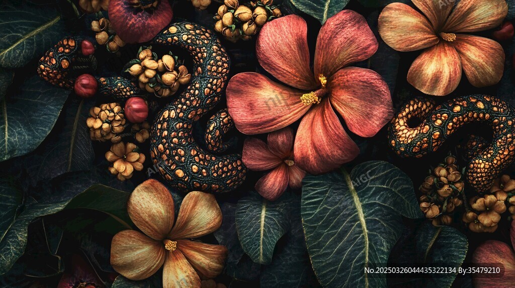 繁花间的神秘蛇类景象