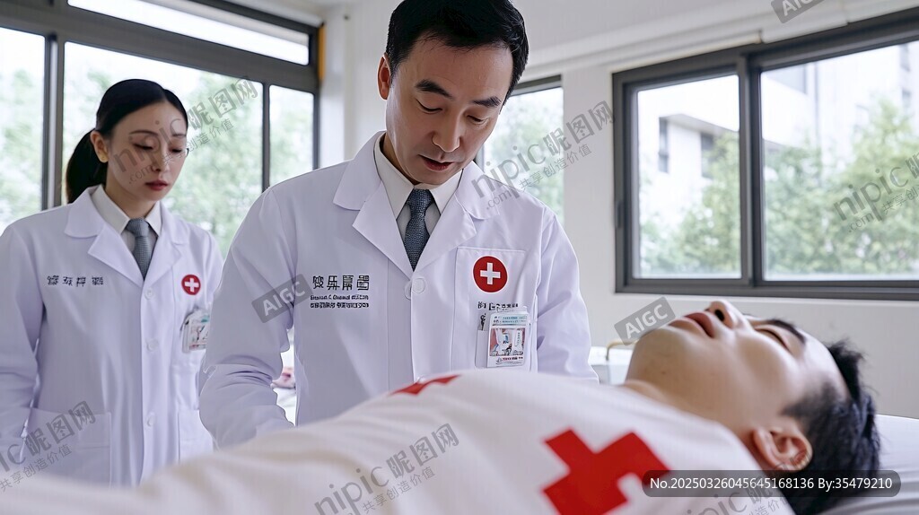 医生专注检查病患情况