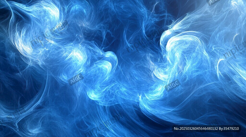 梦幻蓝色烟雾抽象艺术图景