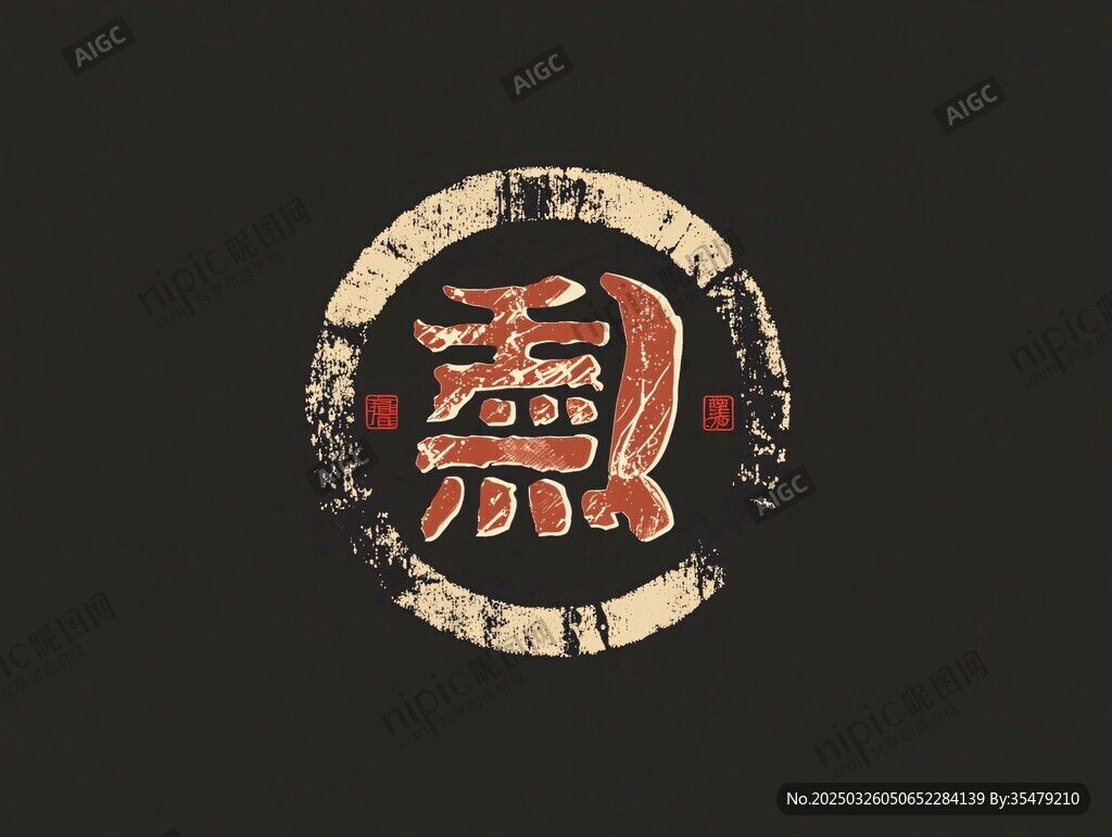 复古中式 龘 字艺术标识