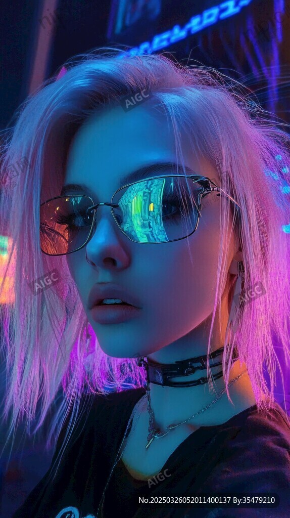 赛博朋克风少女酷炫自拍