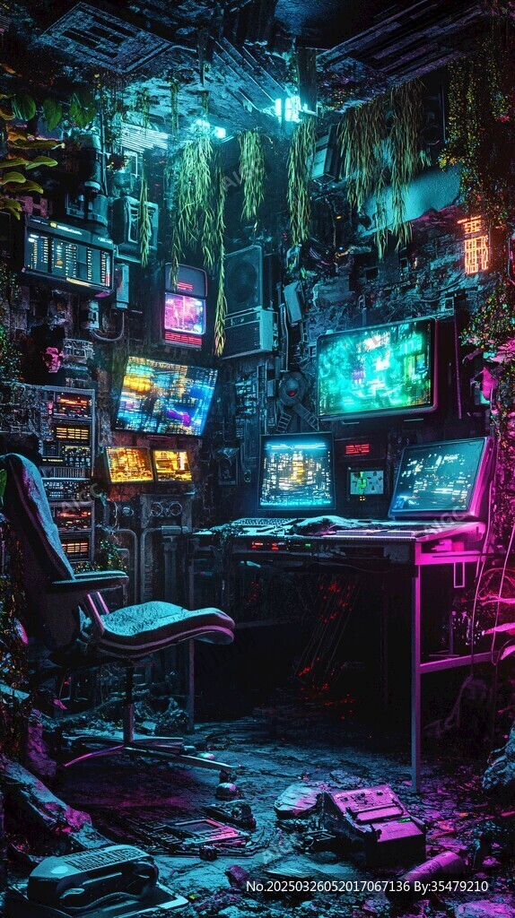 赛博朋克风的复古游戏工作室