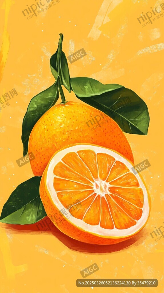 两个鲜橙 一个完整一个切开