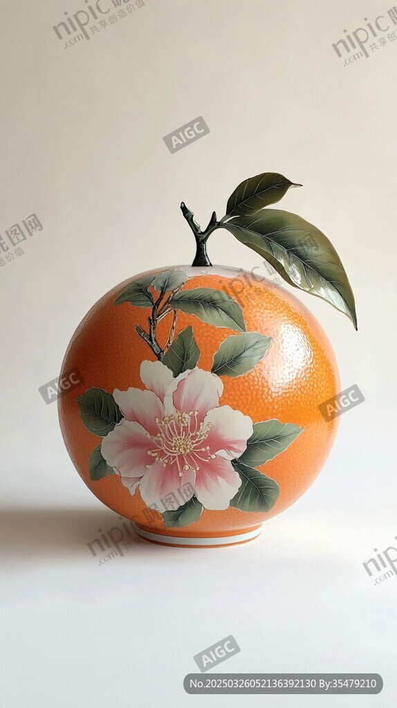 彩绘橙形花瓶