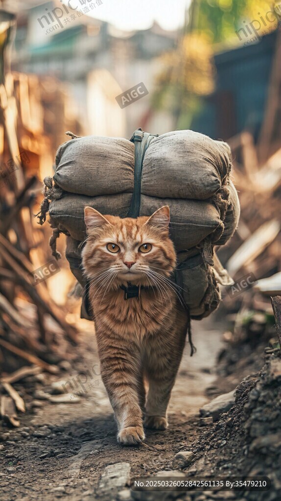 背着行囊的流浪猫