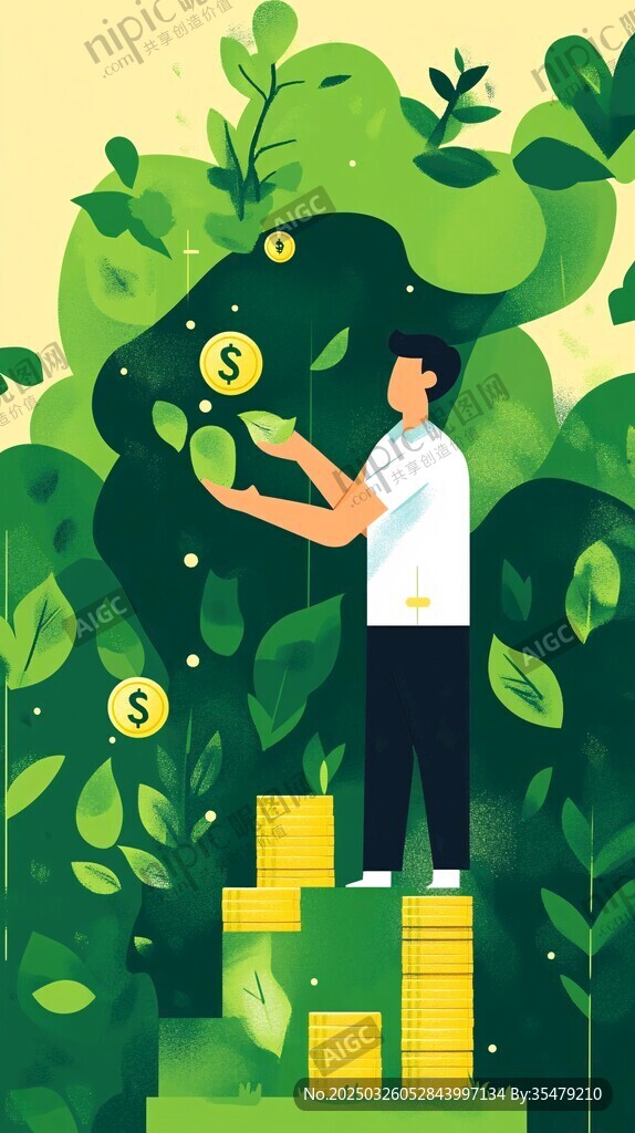 男人于财富上培育金钱树