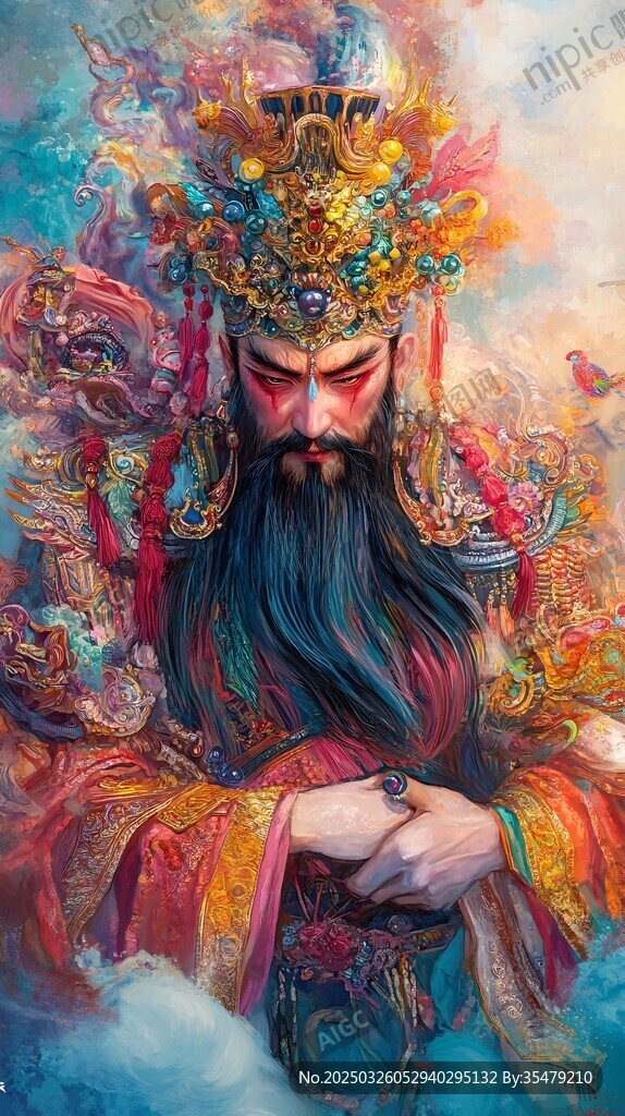 威严龙王神像插画